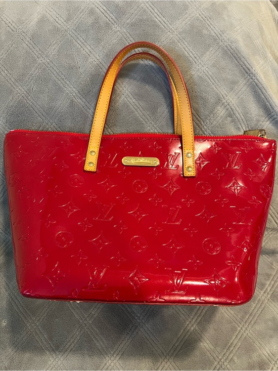 Louis Vuitton Handbags - Louis Vuitton Red Vernis Patent Tote with Tan Handles
